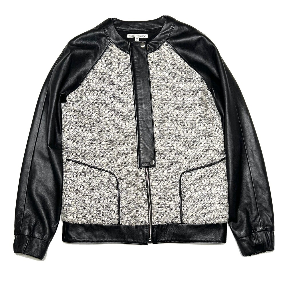 Rebecca Minkoff Enza Mixed Leather Tweed Jacket Size XS